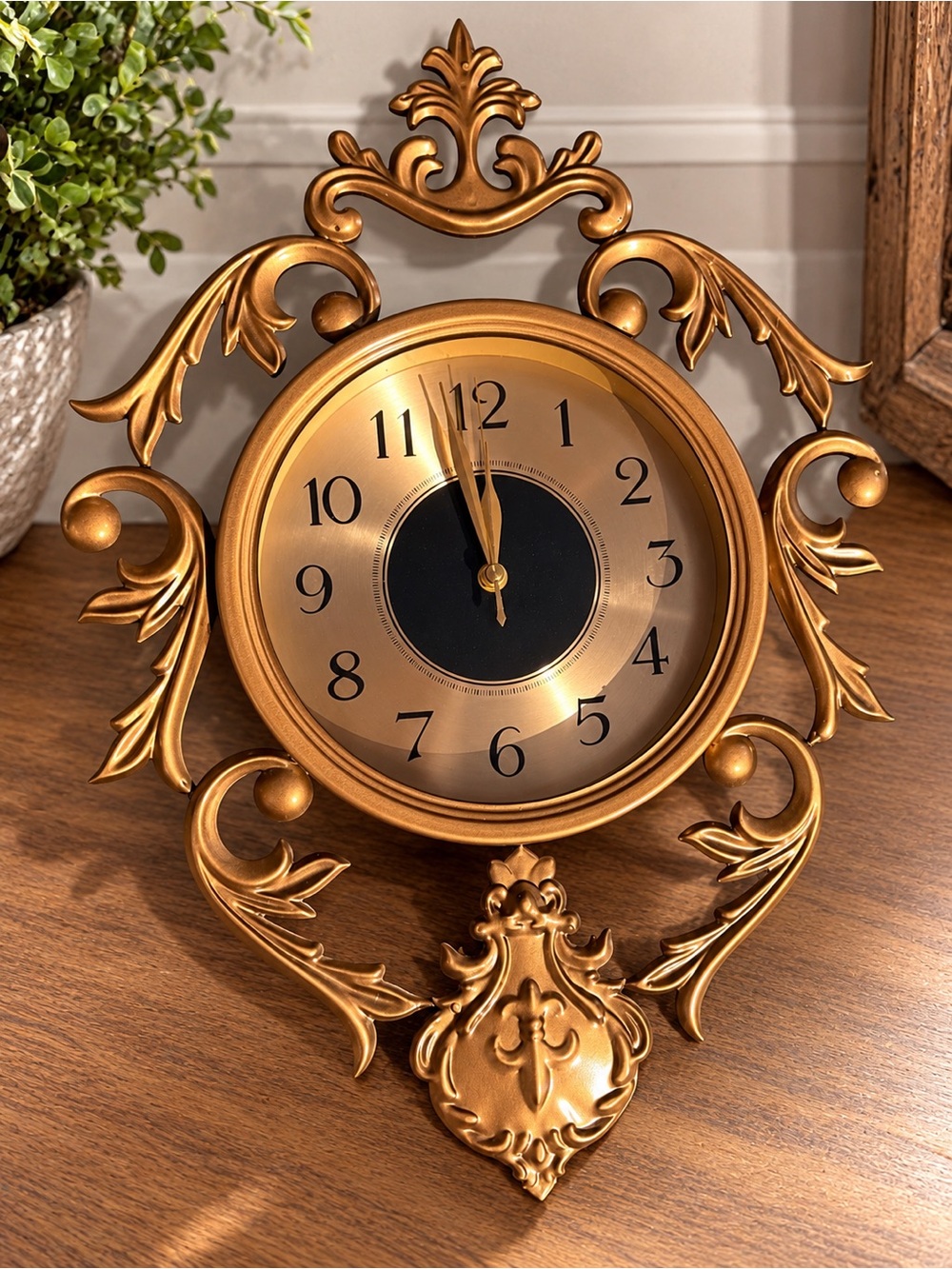 Elegant Gold Ornate Wall Clock - Brand
